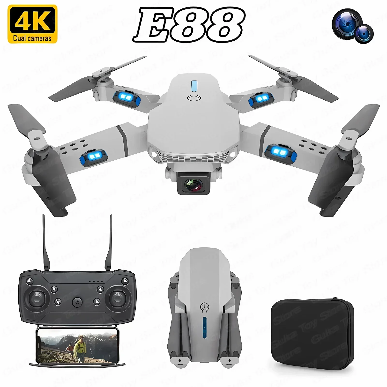 Drone Camera 4K - E88 Pro WIFI FPV Drohne Weitwinkel